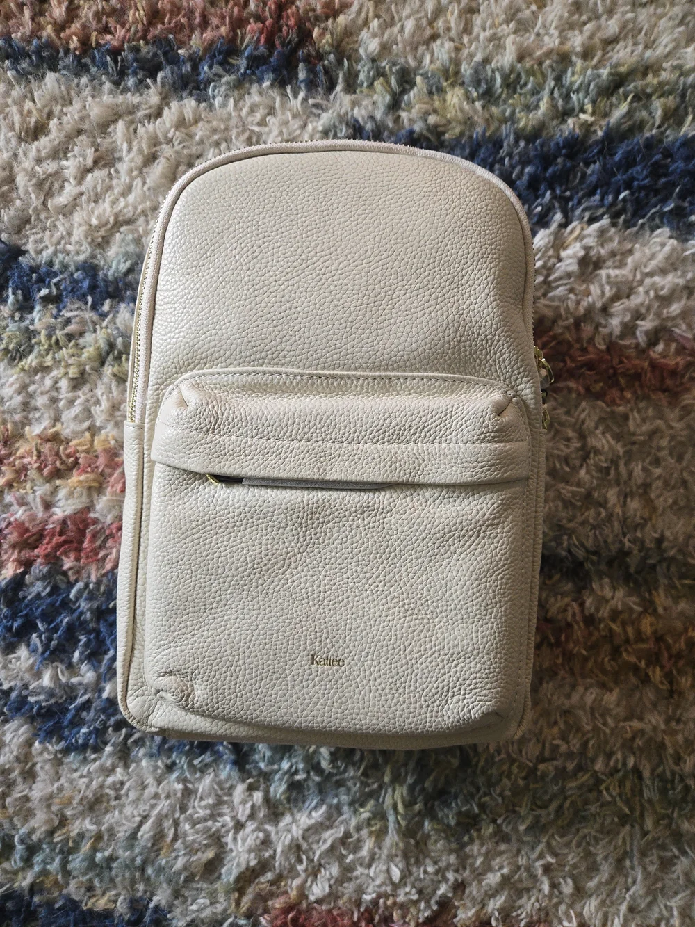 Cream Leather Crossbody Sling Bag - Women